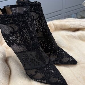 Valentino Garavani Black Lace Ankle Boots
